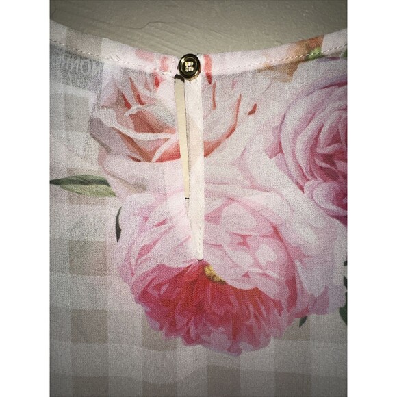 MONROE And MAIN Sheer Dress With Side Slits Size 1X Plus Floral Short Sleeve Key - Picture 5 of 9